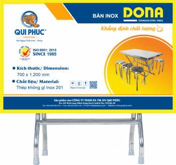 Bàn inox DONA 700 x 1200 mm